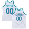 Custom White Teal-Pink Authentic Throwback Basketball Jersey Custom White Teal-Pink Authentic Throwback Basketball Jersey