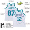 Custom White Teal-Pink Authentic Throwback Basketball Jersey Custom White Teal-Pink Authentic Throwback Basketball Jersey