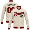Custom Cream Red-Black Bomber Full-Snap Varsity Letterman Jacket Custom Cream Red-Black Bomber Full-Snap Varsity Letterman Jacket