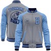 Custom Gray Navy-Light Blue Bomber Varsity Letterman Two Tone Zipper Jacket Custom Gray Navy-Light Blue Bomber Varsity Letterman Two Tone Zipper Jacket