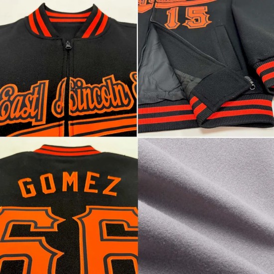 Custom Gray Navy-Light Blue Bomber Varsity Letterman Two Tone Zipper Jacket Custom Gray Navy-Light Blue Bomber Varsity Letterman Two Tone Zipper Jacket