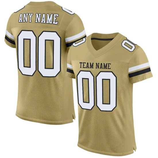 Custom Vegas Gold White-Black Mesh Authentic Football Jersey Custom Vegas Gold White-Black Mesh Authentic Football Jersey