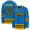 Custom Blue Black-Gold Hockey Jersey Custom Blue Black-Gold Hockey Jersey
