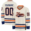 Custom Cream Navy-Orange Hockey Jersey Custom Cream Navy-Orange Hockey Jersey