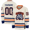 Custom Cream Navy-Orange Hockey Jersey Custom Cream Navy-Orange Hockey Jersey