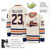 Custom Cream Navy-Orange Hockey Jersey Custom Cream Navy-Orange Hockey Jersey