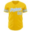 Custom Yellow Light Blue-White Authentic Baseball Jersey Custom Yellow Light Blue-White Authentic Baseball Jersey