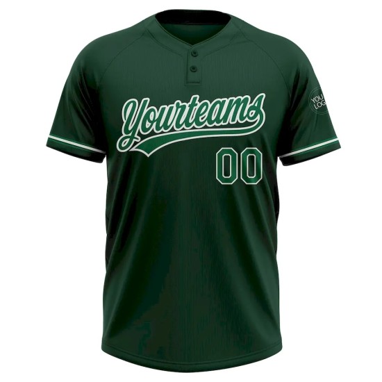 Custom Green Kelly Green-White Two-Button Unisex Softball Jersey Custom Green Kelly Green-White Two-Button Unisex Softball Jersey