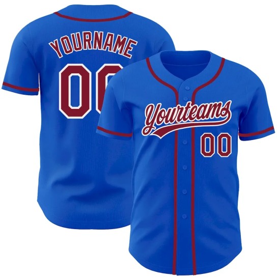 Custom Thunder Blue Crimson-White Authentic Baseball Jersey Custom Thunder Blue Crimson-White Authentic Baseball Jersey