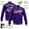 Custom Purple Vintage USA Flag Cream-Black Bomber Full-Snap Varsity Letterman Jacket Custom Purple Vintage USA Flag Cream-Black Bomber Full-Snap Varsity Letterman Jacket